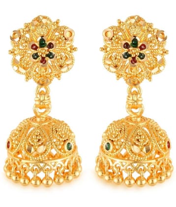 VIVASTRI Golden Jhumki Earrings ( Pack of 1 ) - Golden