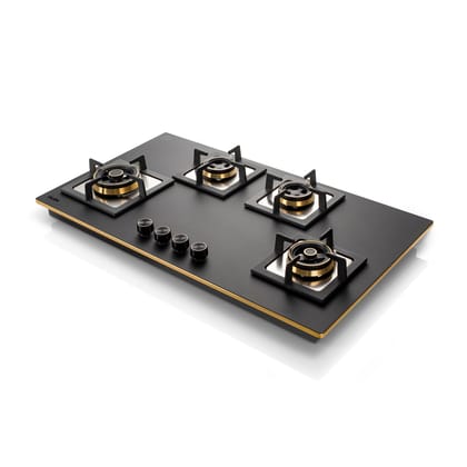 4 Burner Glass Gas Hob Top with Triple Ring, Total Double Ring Brass Burner (1094XLCIHTT2TRMG)