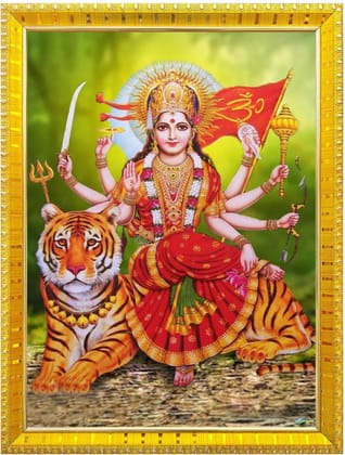 NOKKES Sherawali maa veshno maa durga maa photo Golden 5X7 Inch Photo Frame_AQW35