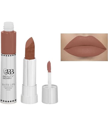 Beauty Berry 2in1 Matte Lips Longlasting Matte Gloss Lipstick Nude (Shade - 09)