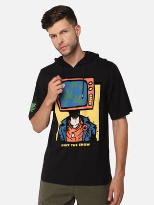 Punk ENJOY-THE-SHOW Oversized T-shirt-L / Black