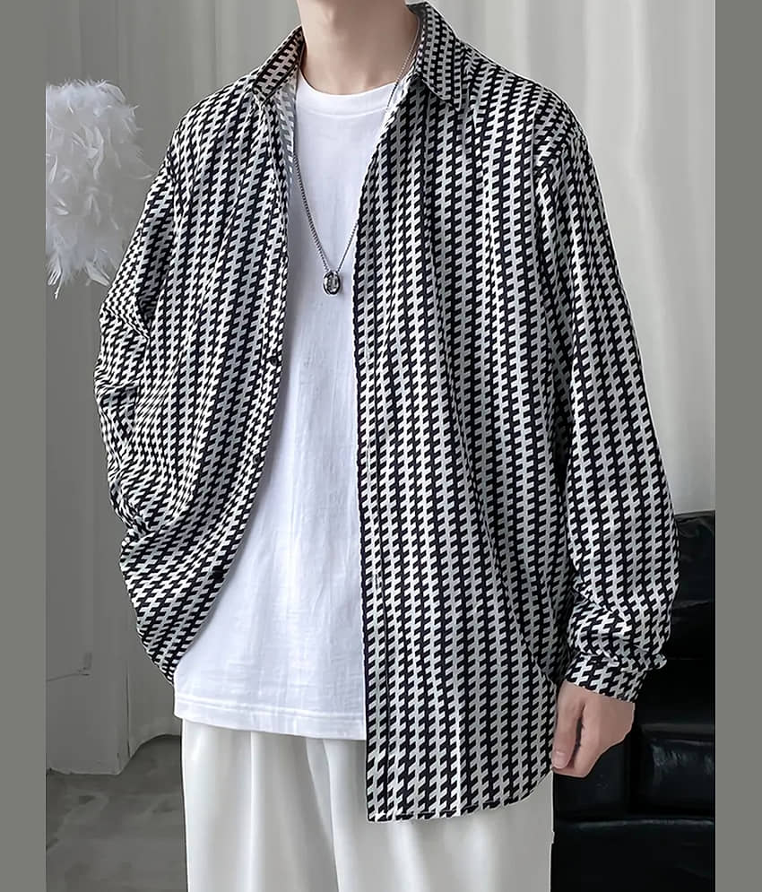 Try This Cotton Blend Regular Fit Printed Full Sleeves Men's Casual Shirt - Black ( Pack of 1 )