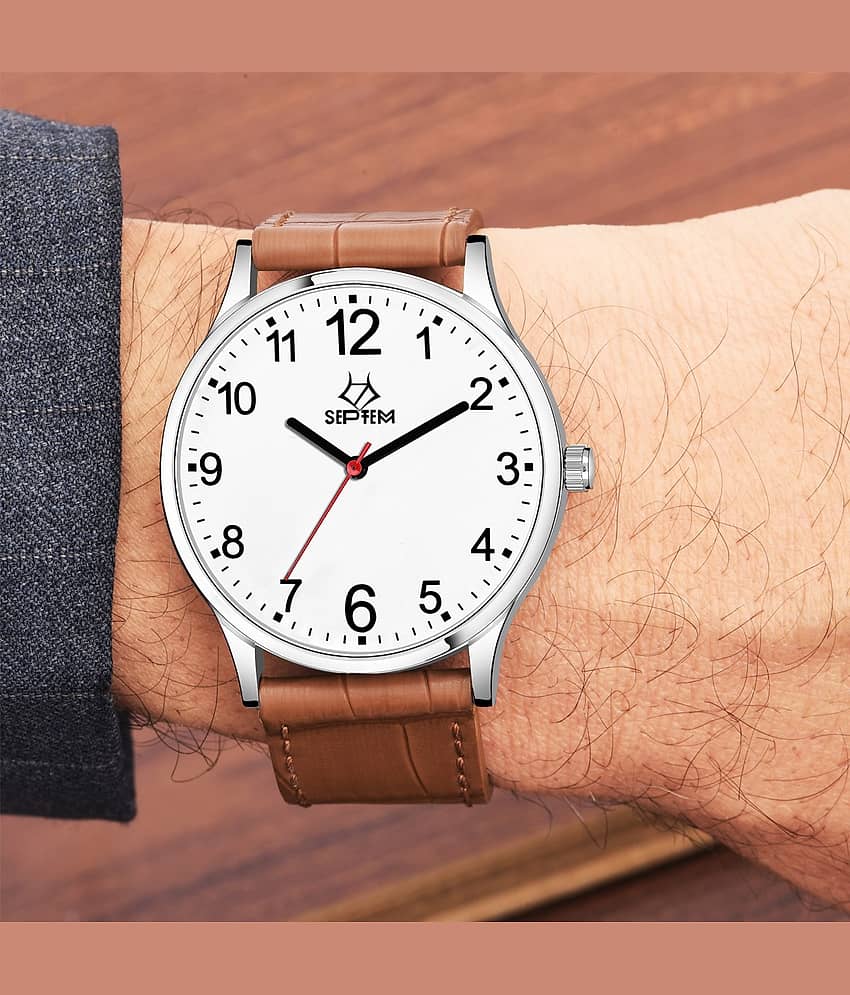 Septem Brown Leather Analog Men's Watch