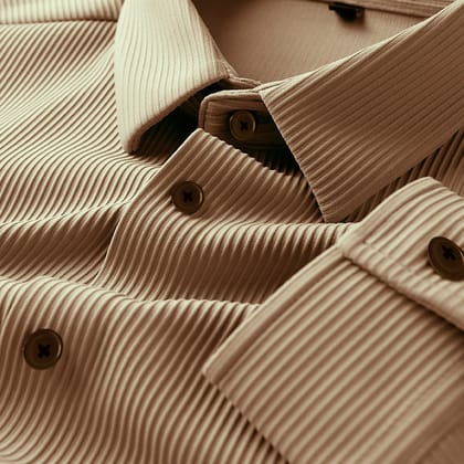 Corduroy Casual Shirts for Men Blended Fabric - Light Brown-S