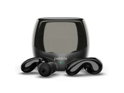 Pebble Wave Buds High Bass Clear Sound Quality, Passive Noise Cancellation, 10mm Dynamic Drivers, Premium Design, Up to 20Hrs Play time, IPX4 - Black