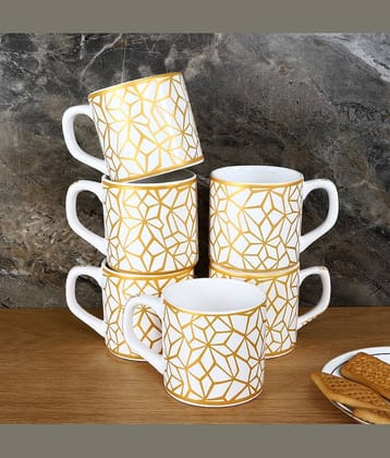 Hala Moondust Printed Ceramic Tea Cup 150 ml ( Pack of 6 )