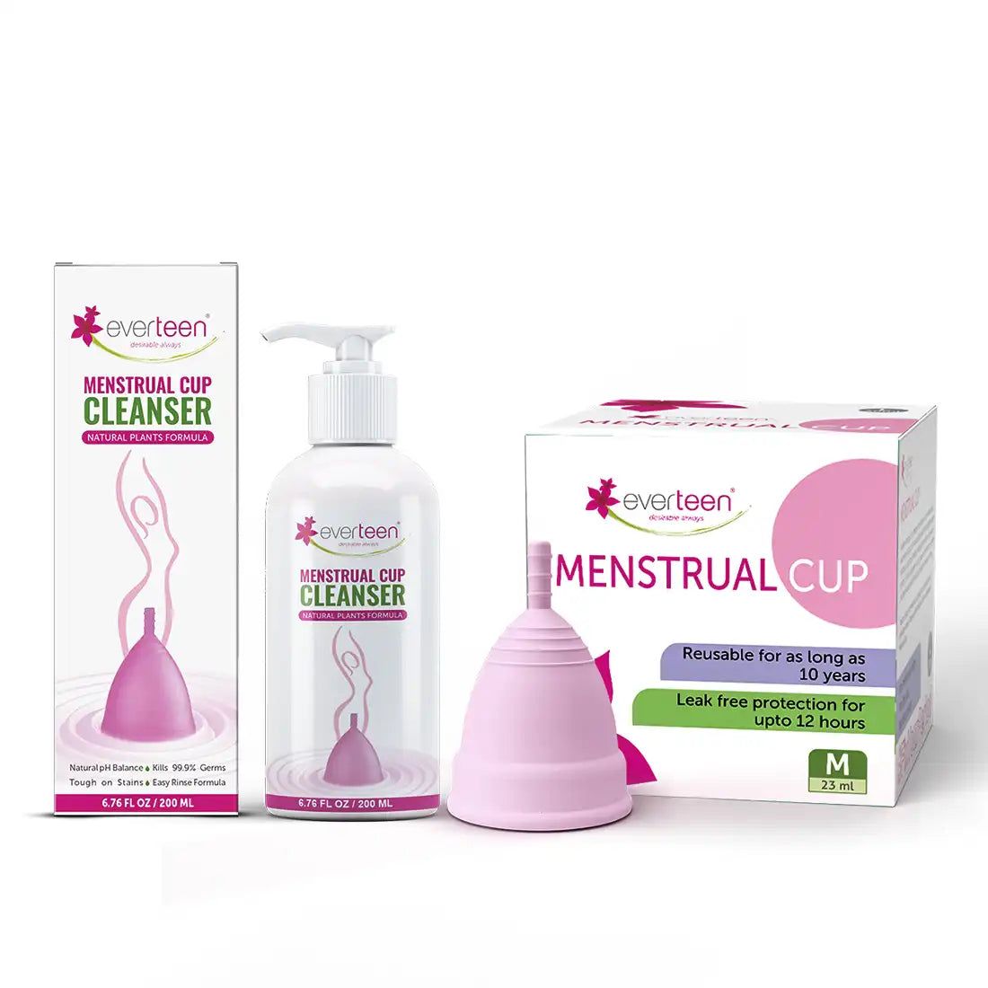 everteen Combo - Menstrual Cup and Menstrual Cup Cleanser for Periods in Women-Medium Cup + Cleanser