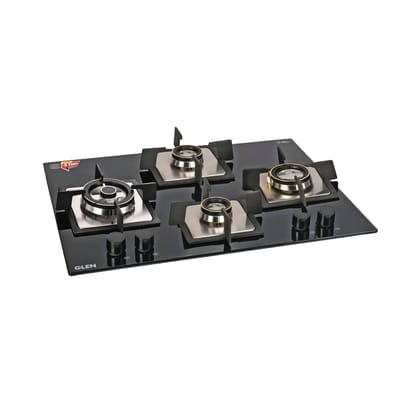 4 Burner Glass Hob Top Triple Ring Burner Double Ring Forged Brass Burner Auto Ignition (1065 X SQ HT DB TR)