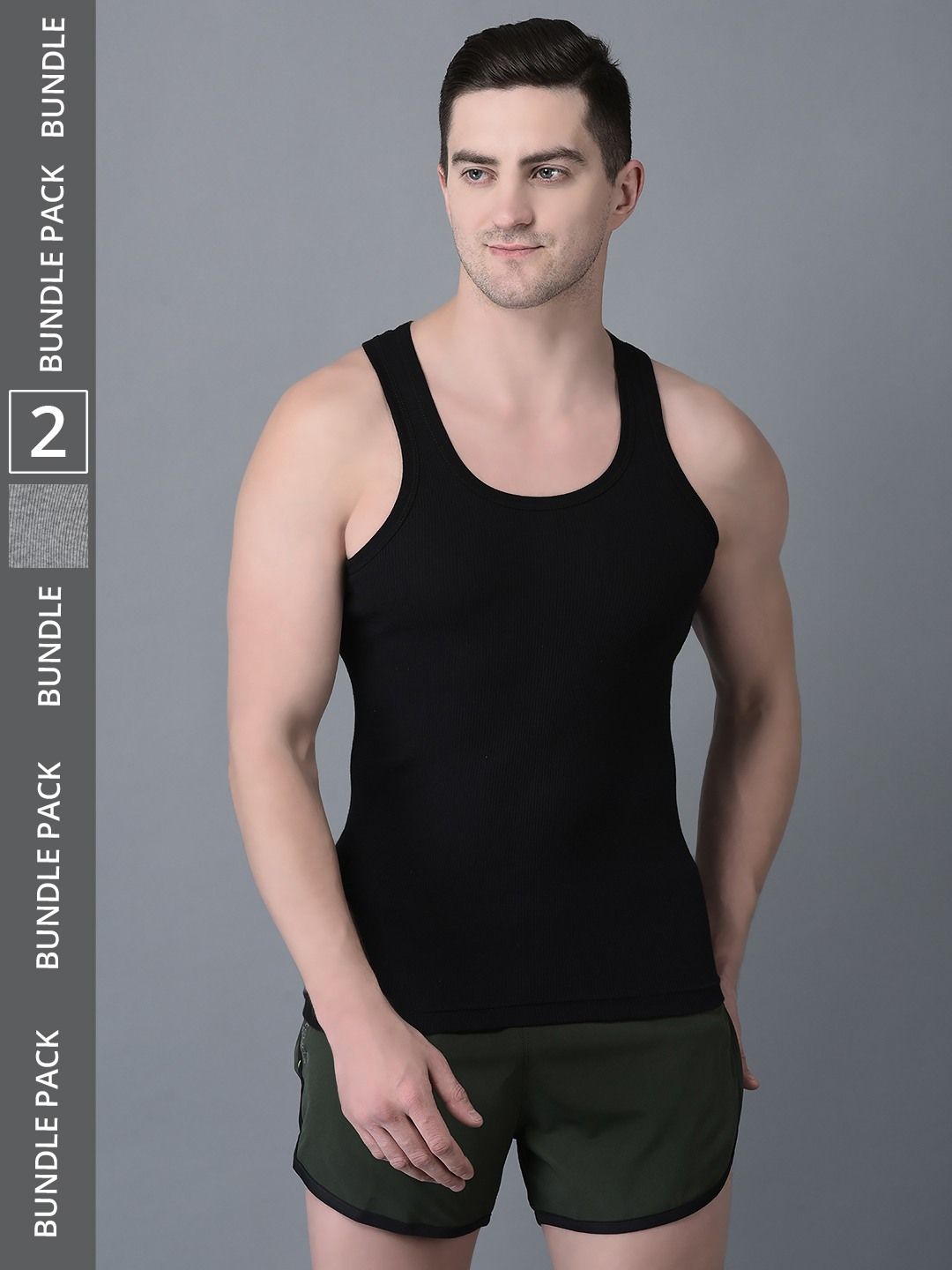 Men's Pack of 2 Solid Combed Cotton Vest