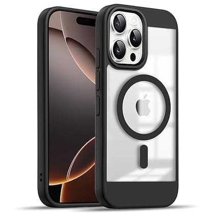 iPhone 16 Pro Cover | Magnetic Charging Case Cover | Black Slim Shockproof Case | Wireless Charging Compatible | Durable Protection for iPhone 16 Pro - Black