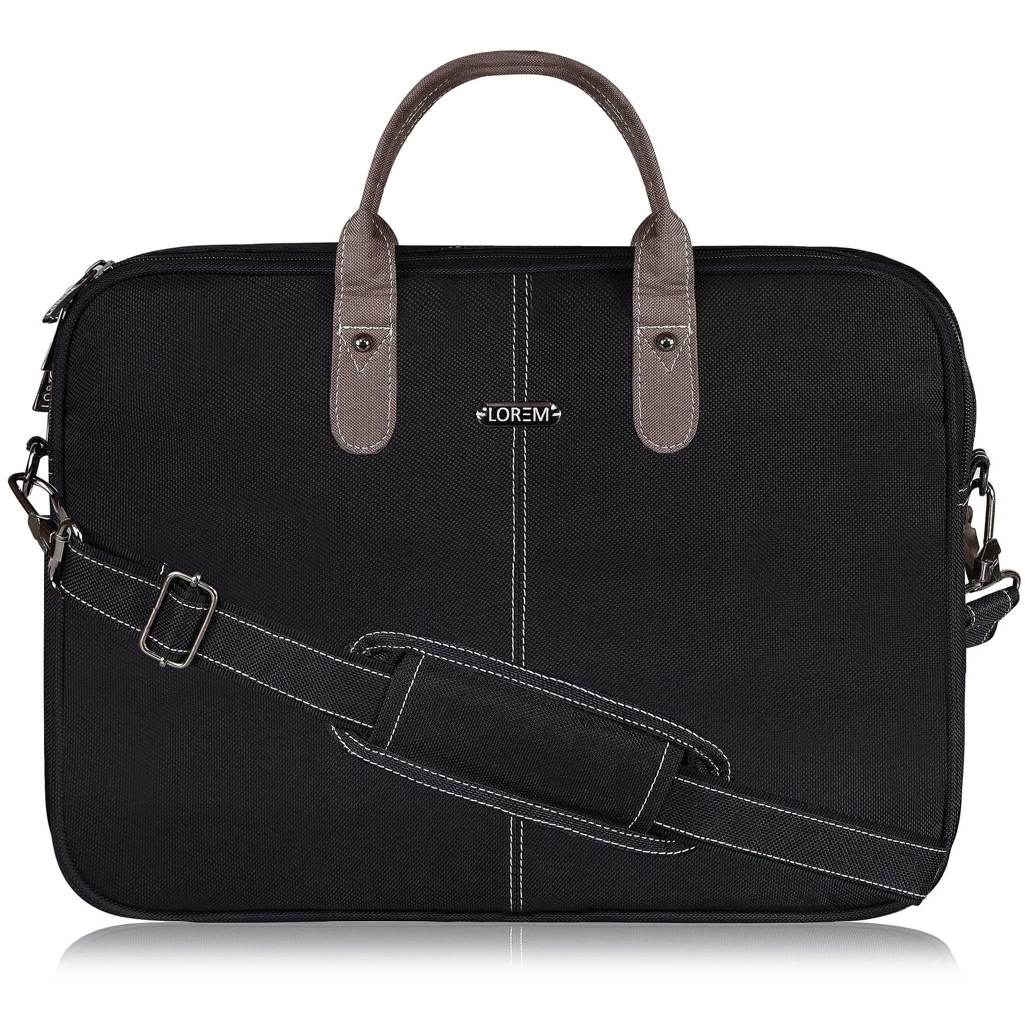 LOREM Black Color PVC Coated Fabric 10L Laptop Messenger Bag For Men & Women BG76