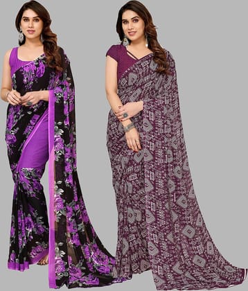 ANAND SAREES Georgette Printed Saree With Unstitched Blouse Piece ( Multicolor )