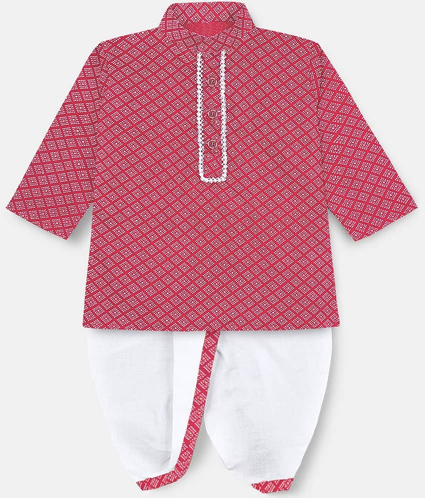 mustmom Boys Rayon Maroon Dhoti Kurta Set ( Pack of 1 )