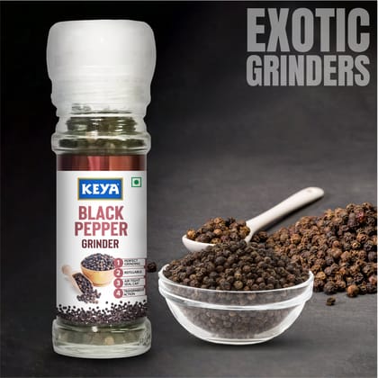 Keya Black Pepper Grinder 50g | Fresh Kali Mirch | Freshly Ground Premium Black Pepper for Enhancing Flavors | Convenient Twist-Top Grinder for Easy Use | Perfect for Cooking, Seasoning, and Garn