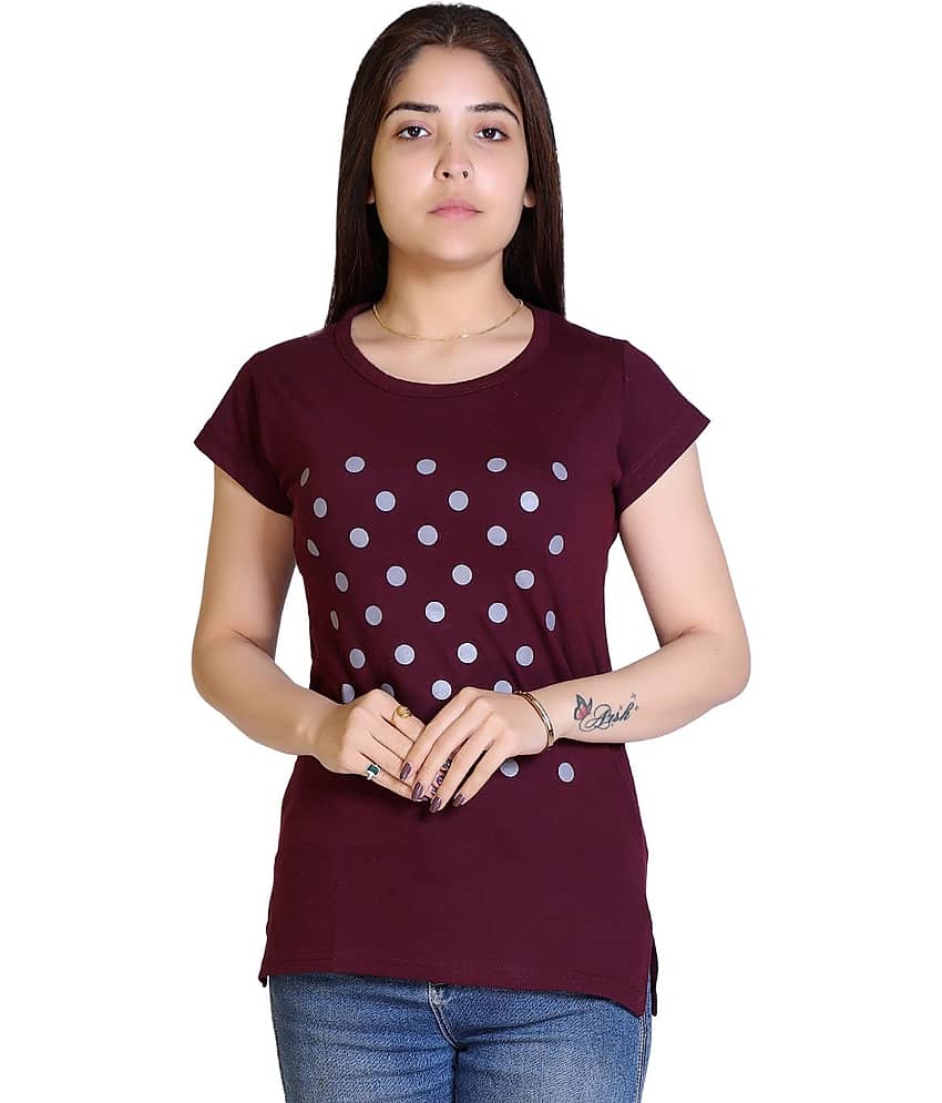 Ogarti Women Cotton Blend Printed Regular Fit Round Neck T-Shirt ( Charcoal )