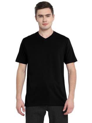 Supima Cotton V Neck T-Shirt for Men - Black-S / Black