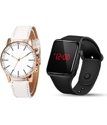 Cosmic - White Leather Analog Men's Watch