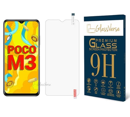 GlassVerse 9H Tempered Glass For Poco M3 Smartphone(Pack Of 1) With Free Installation Kit Full Screen Coverage If Received Damaged-6.53 Inch GlassVerse 9H Tempered Glass For Poco M3 Smartphone(Pack Of 1) With Free Installation Kit Full Screen Coverage If