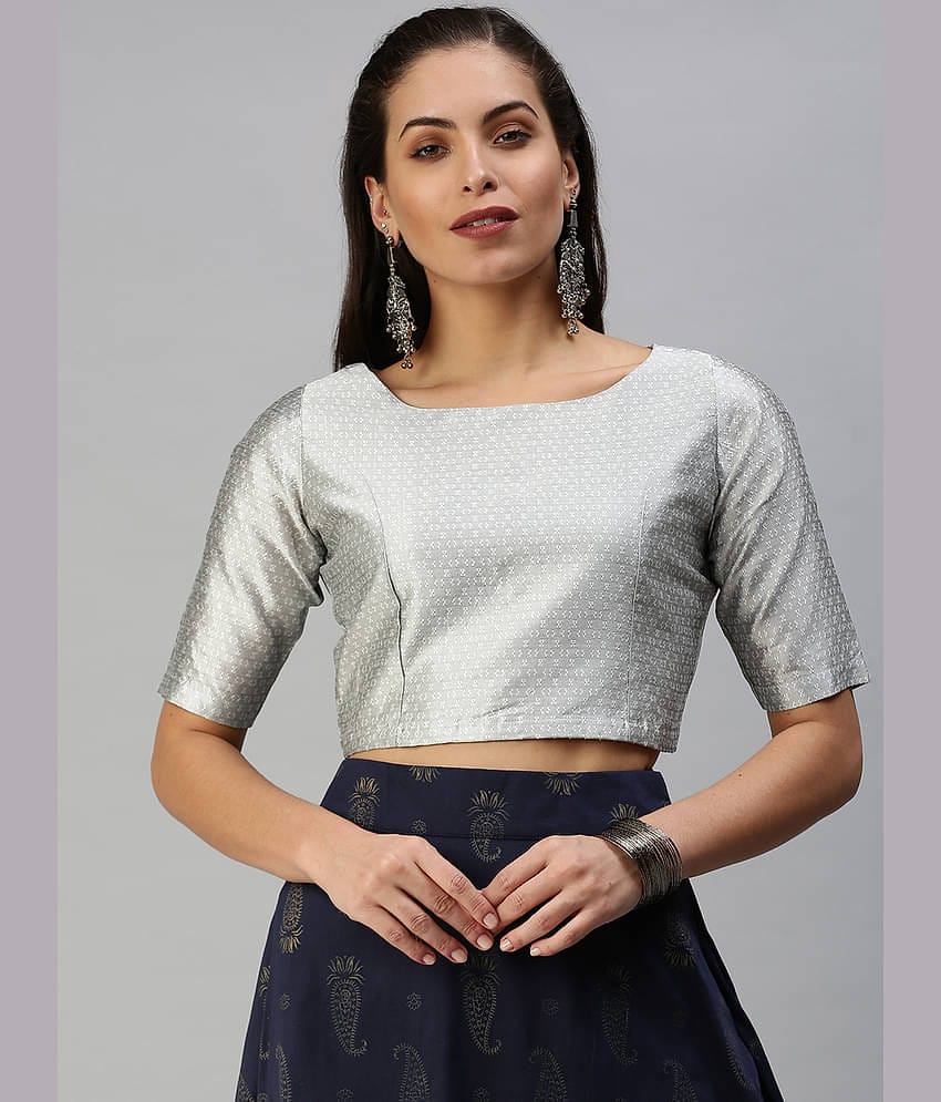 De Moza Women's Polyester Crop Top ( Silver )