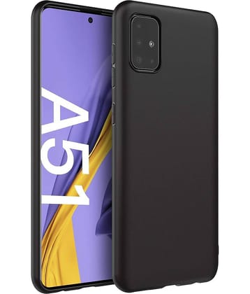 BEING STYLISH - Black Silicon Plain Cases Compatible For Samsung Galaxy A51 ( Pack of 1 )
