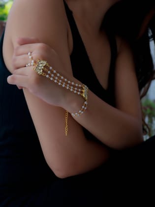 Zara Lotus Kundan Hathphool-Gold