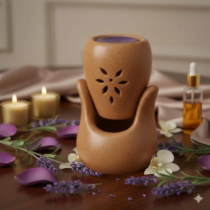 Rareity Aroma Melt Diffuser Set, Hand-Carved, Floral Blend, 6 Assorted Scents Including Rose, Lavender, Blossom, Lemongrass, Made in India