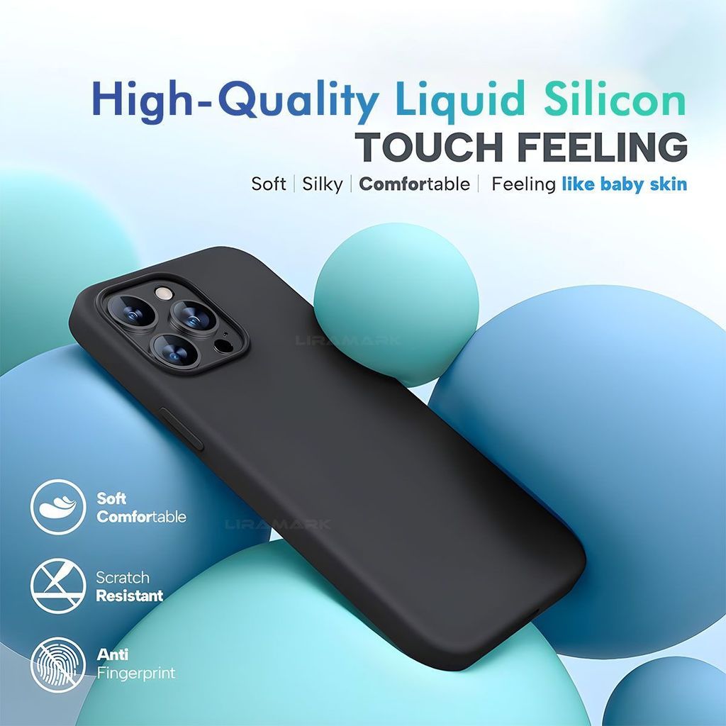 LIRAMARK Liquid Silicone Soft Back Cover Case for iPhone 15 Pro (6.1 inch)