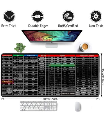 Shortcut Keys Mouse Pad Gaming Mats for Office Keyboard PC Mousepad Mat Mousepad  (Black)