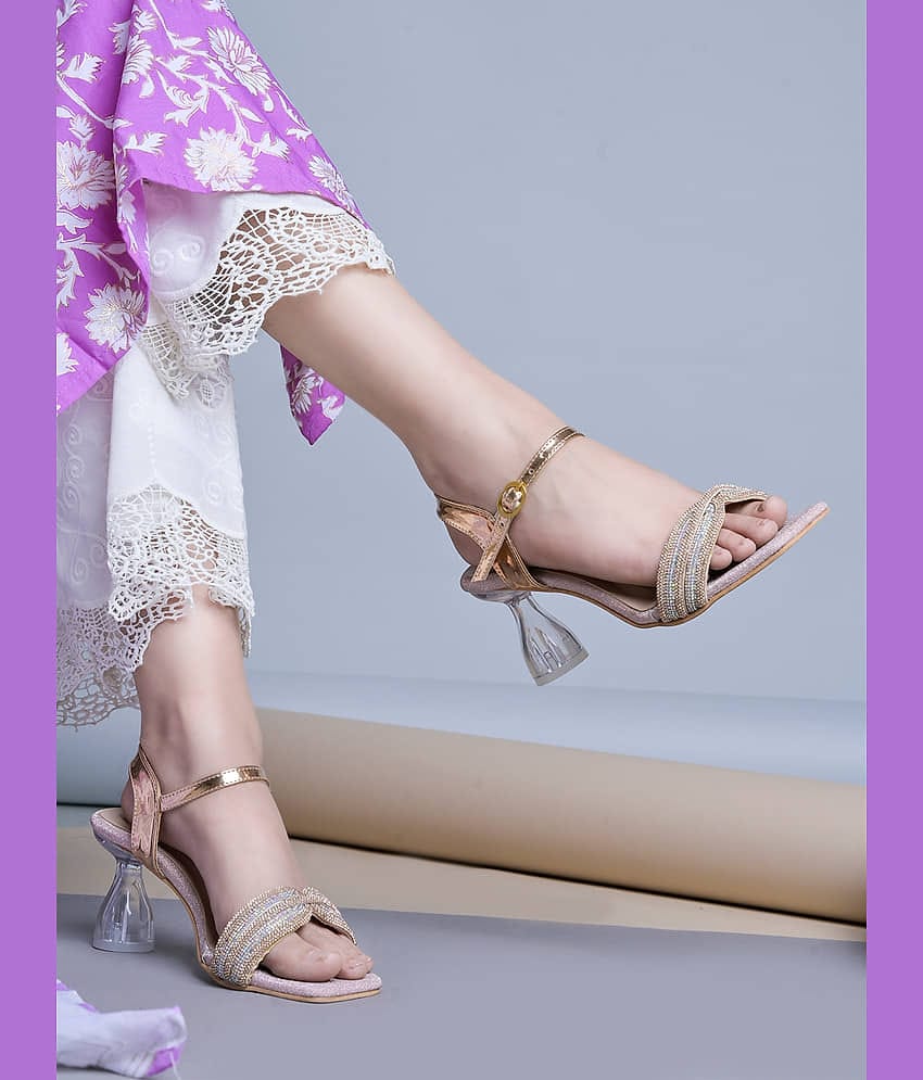 Shoetopia Rose Gold Women's Sandal Heels