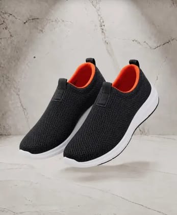 Dark Grey And Orange Unisex Knitted Eva Footwear