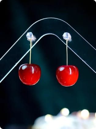 Dangle In Style Cherry Drop Dangle Earring Red (Size Free)