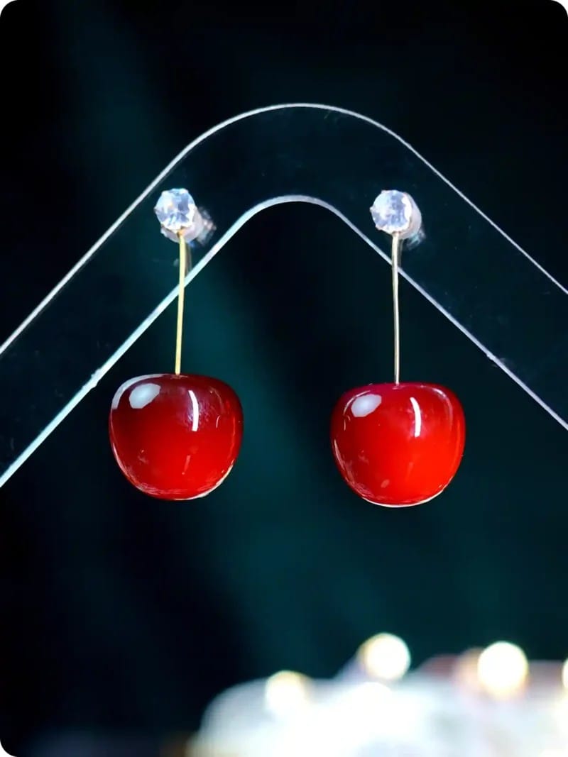 Dangle In Style Cherry Drop Dangle Earring Red (Size Free)