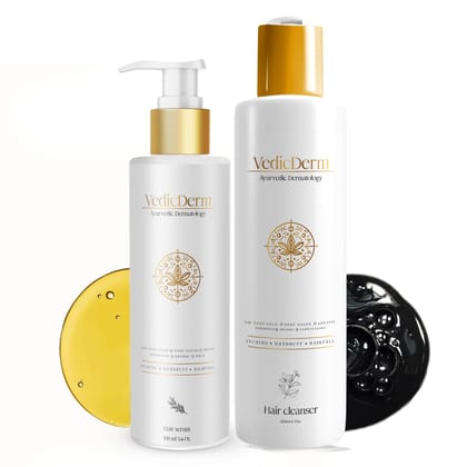 VEDICDERM Sensitive Scalp Bundle | Hair Serum & Cleanser 300ml | Soothes Itchy, Dry & Flaky Scalp | Reduces Irritation, Strengthens Hair & Restores Scalp Health | Sulfate & Paraben-Free