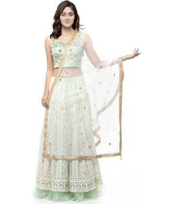 A R Silk White Net Pearl Embellished Dupatta