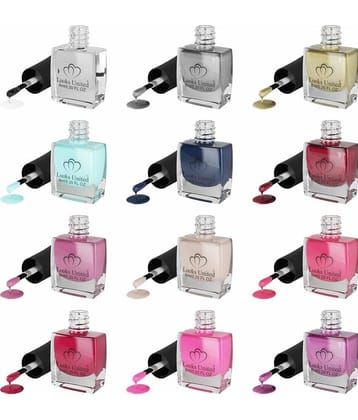 Looks United - Multi Glossy Nail Polish ( Pack of 12 )