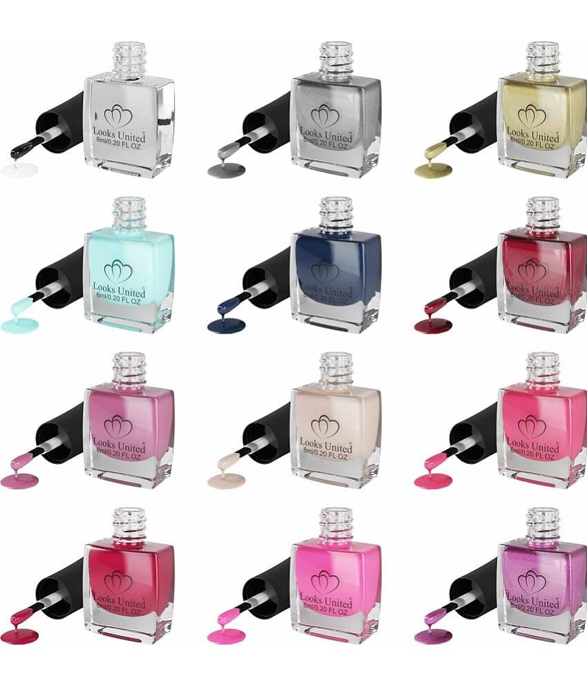 Looks United - Multi Glossy Nail Polish ( Pack of 12 )