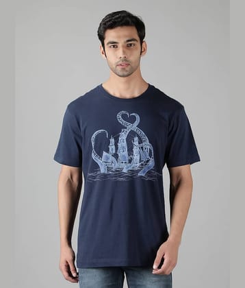 NUEVOSPORTA Pack of 1 Cotton Regular Fit Men's T-Shirt ( Navy Blue )