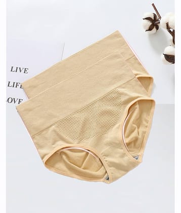Flenzy Pack of 2 Cotton Boy Shorts For Women ( Beige )