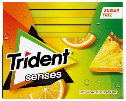 Trident Senses Tropical Mix Flavour Sugar Free Gum, 12 Pcs