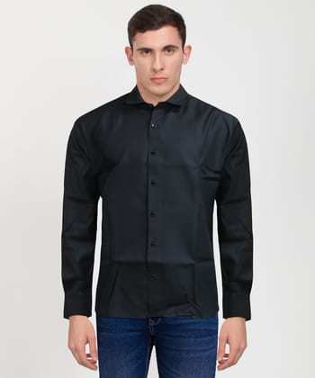 Cotton Full Sleeve Shirt Solid Black 42