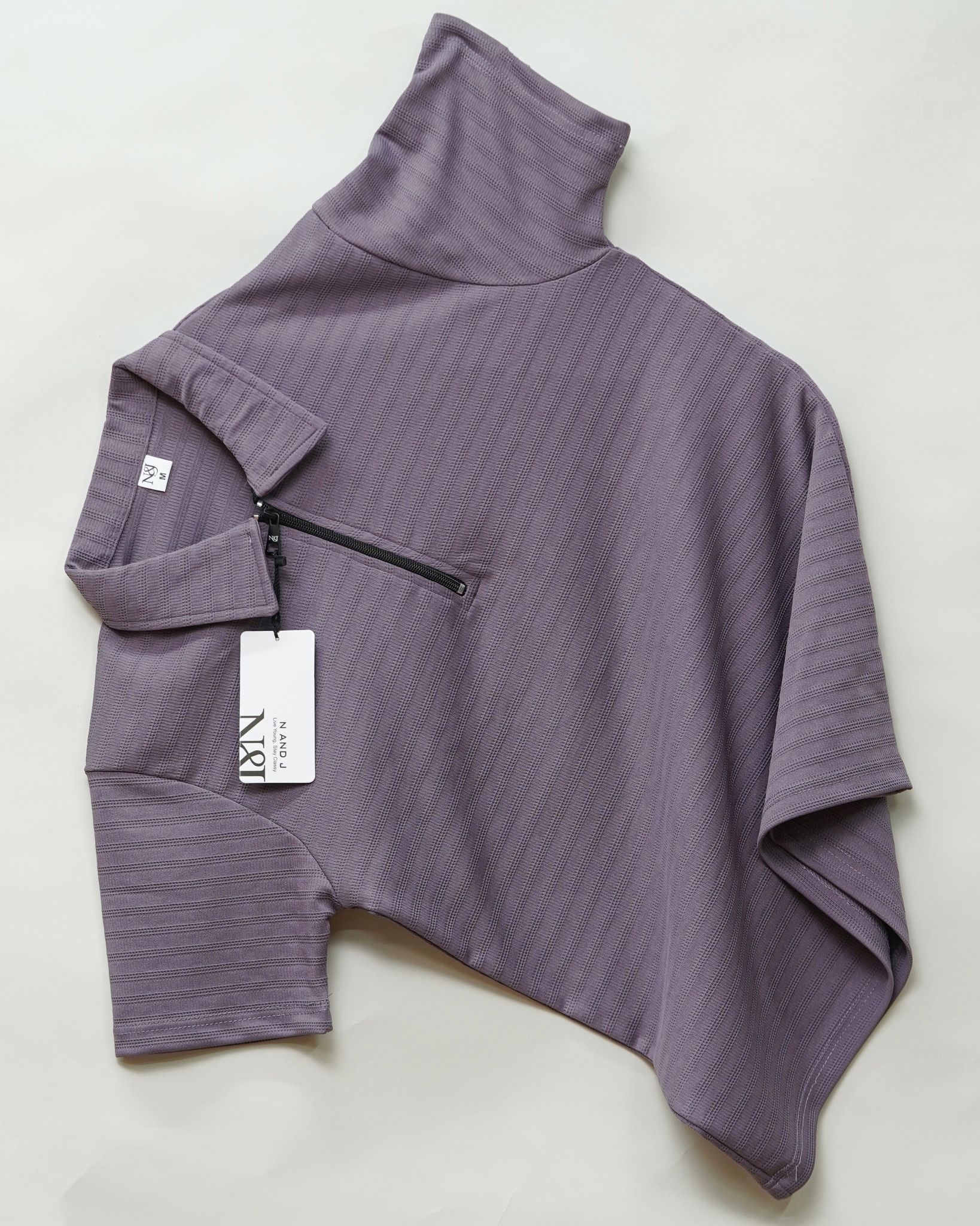 Dark Wine | Ottoman Rib Textured | Polo Zipper T-Shirt-M