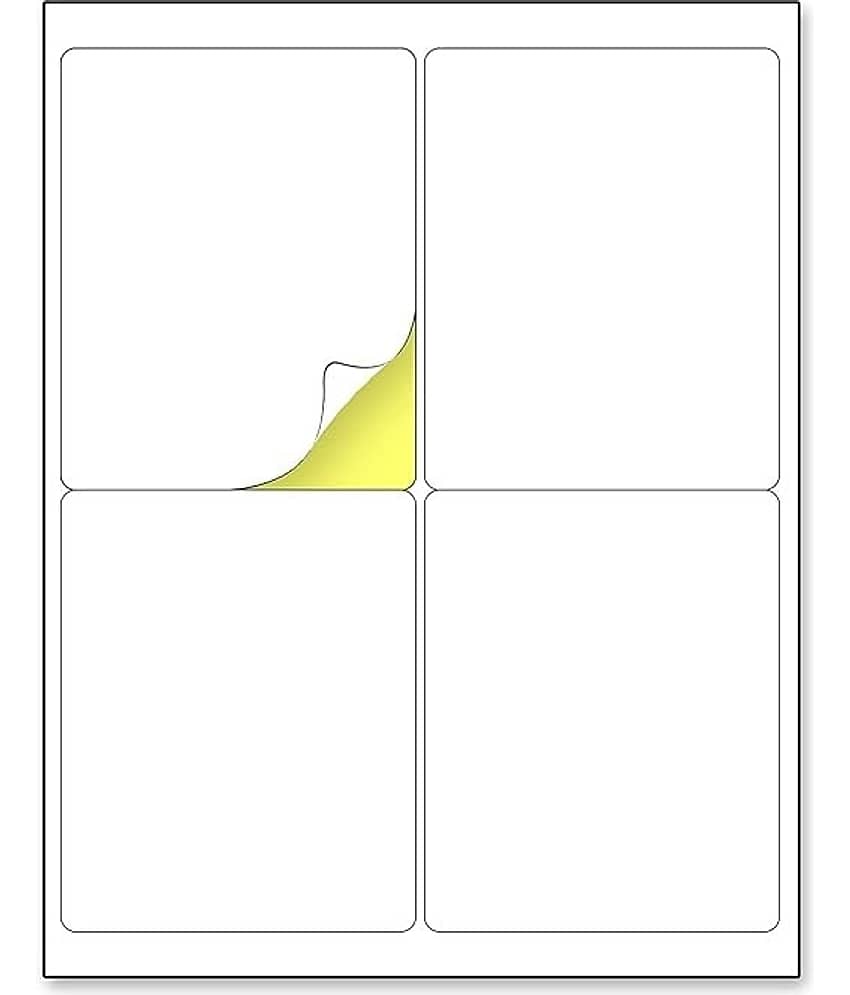 Freedy A4 Size White Self Adhesive Label/Sticker for Printer (Inject/Copier/Laser) - 4 Sticker Per Sheet - 100 Sheets Pack
