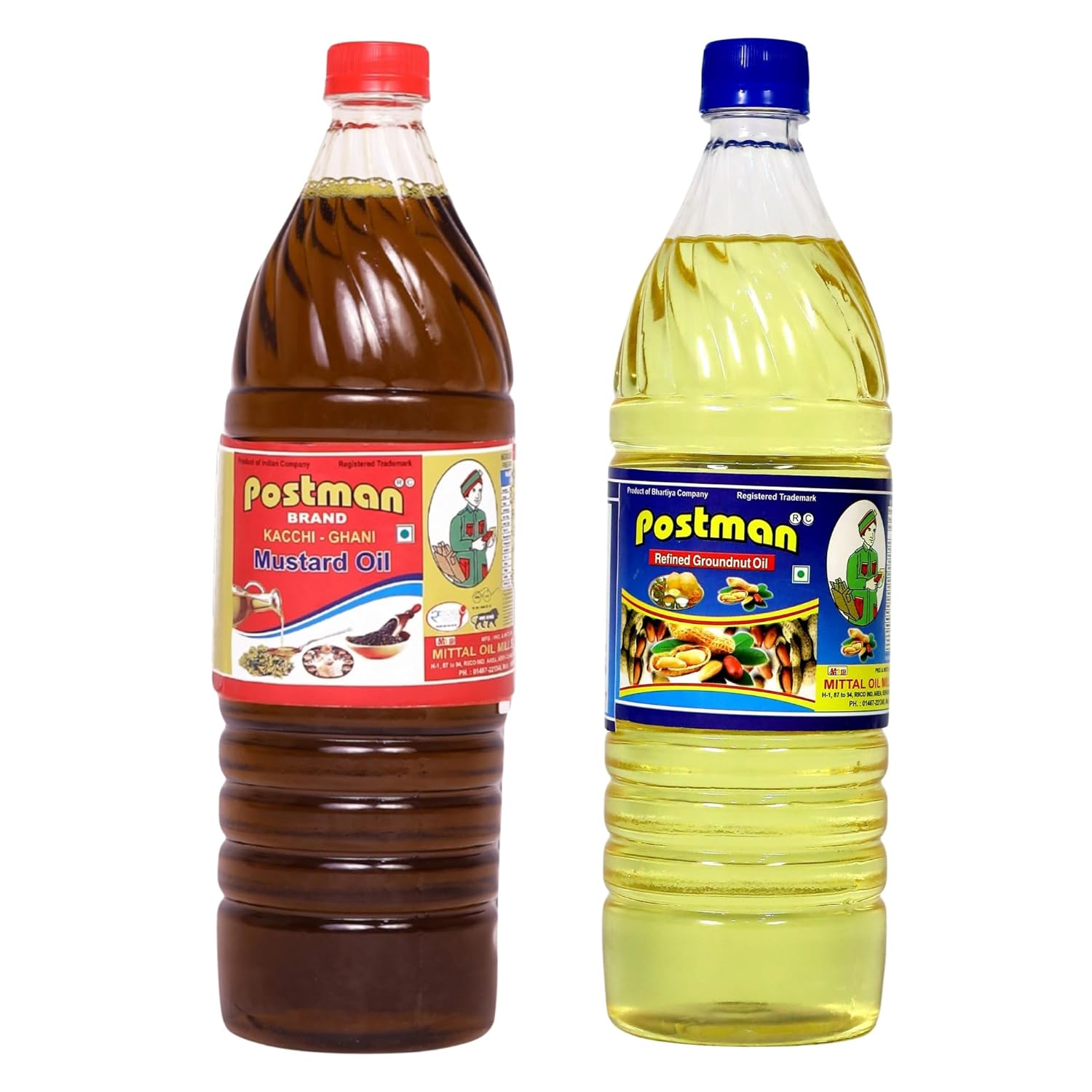 POSTMAN Mustard Oil 1 L & Refined Groundnut Oil 1 L | Combo Pack