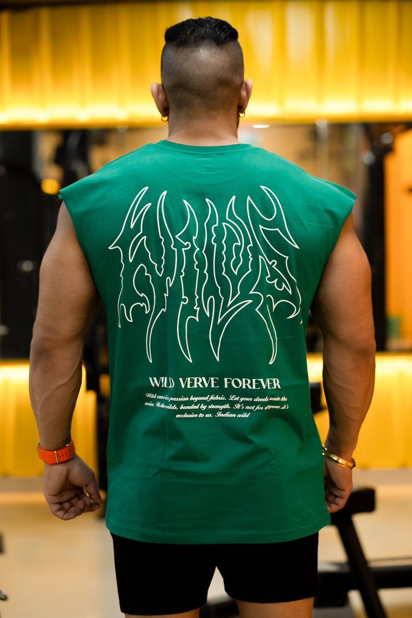 WILDS FLAME "PREMIUM" MUSCLE TEE (DARK GREEN)-S
