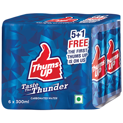 Thums Up Soft Drink, 300 ml (Buy 5 Get 1 Free)