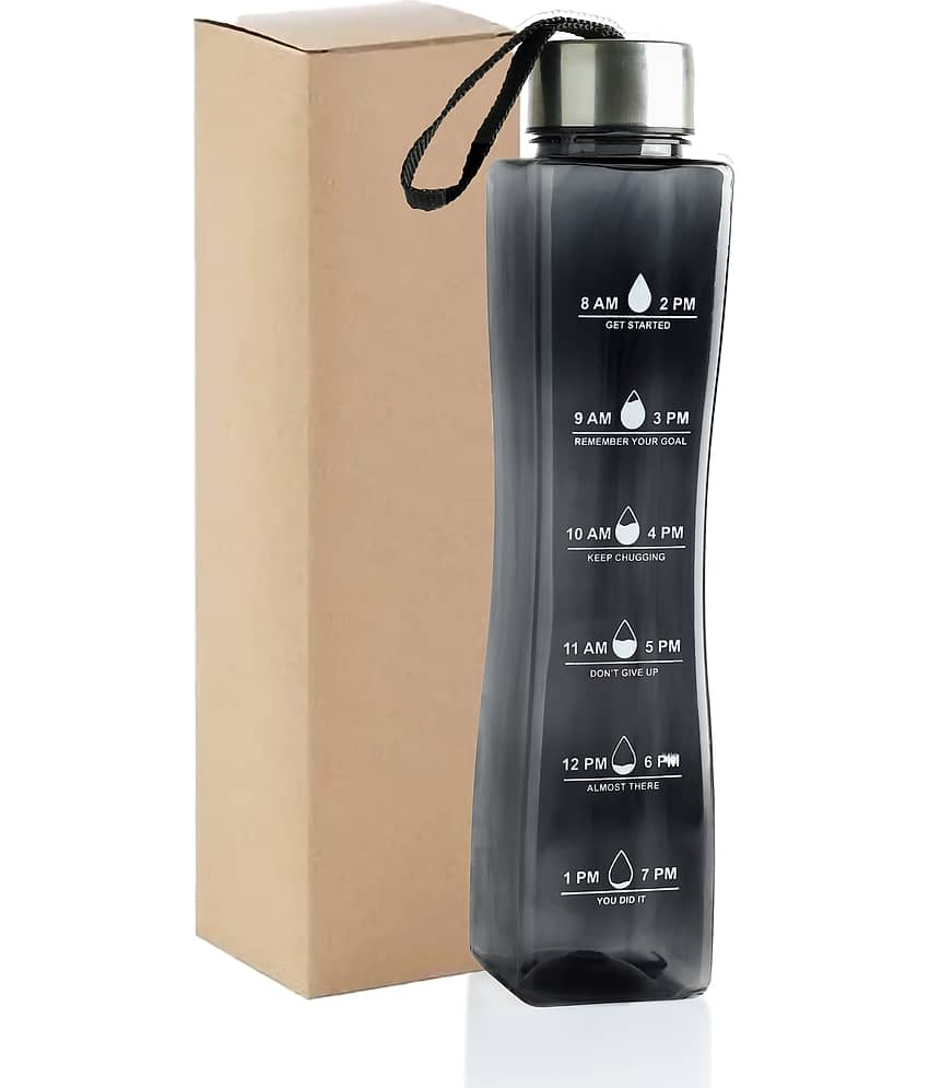 2Mech Motivational Time Marker water bottle Black PET Water Bottle 850 mL ( Set of 1 )