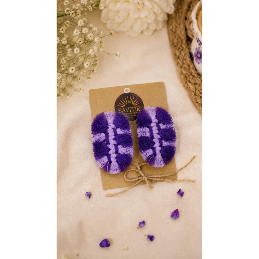 MACRAME HANDCRAFTED PURPLE- LAVENDER HAIR CLIPS