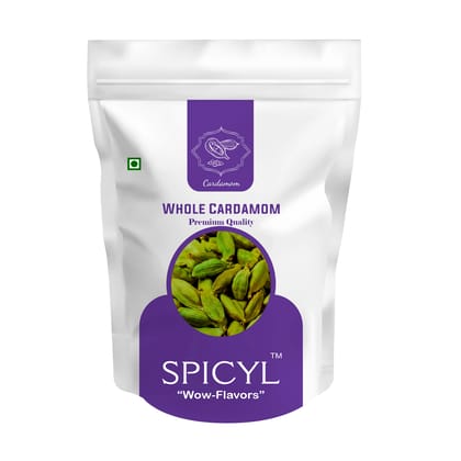 Spicyl Cardamom 8 mm and above Sizes, Premium Grade, 1st Quality, Indian Green Cardamom, Whole Cardamom, Green Elaichi (Pack of 1) (Size - 100 Gram) by Spicyl Cardamom Private Limited