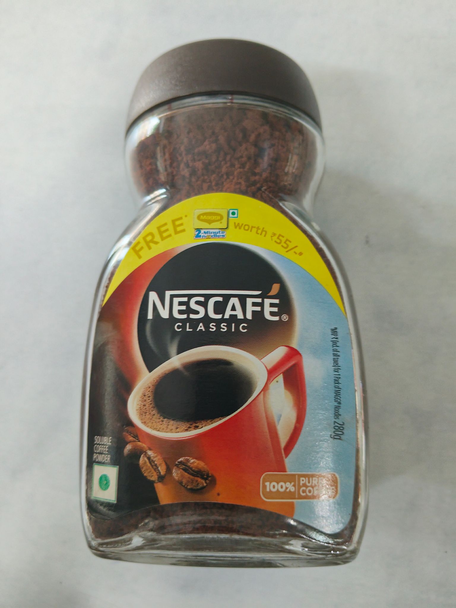 Nescafe classic coffee jar with free Maggi worth rs.55
