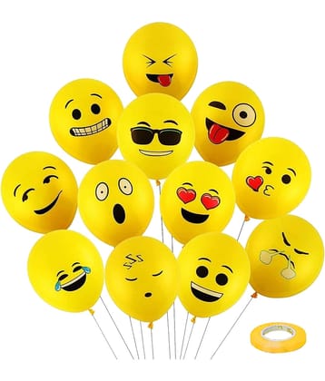 Zyozi ® Yellow Smiley Emoji Balloons | Birthday Decorations Balloons | Smiley Theme Party Decorations Balloons | Kids Birthday Decorations Balloons | Face Expression Balloons (PACK OF 26)